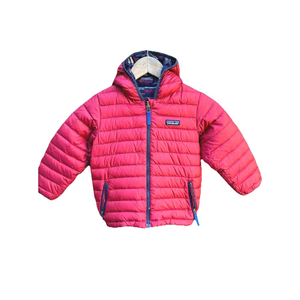 Patagonia Puffer Jacket Baby Red Down Reversible Hooded Flaw Read Full Zip Retro